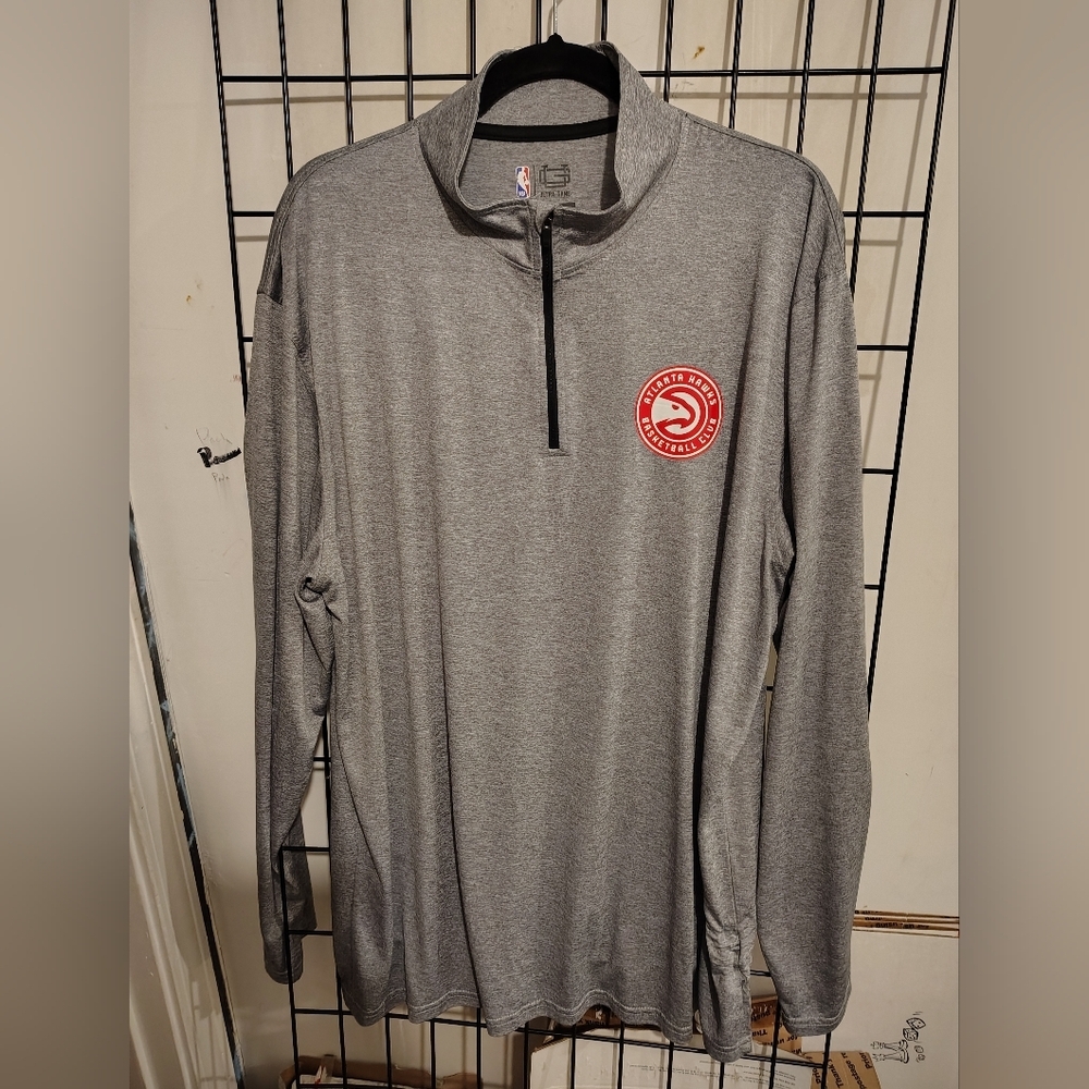 Ultra Game NBA Official Quarter Zip Long Sleeve Pullover - Atlanta Hawks